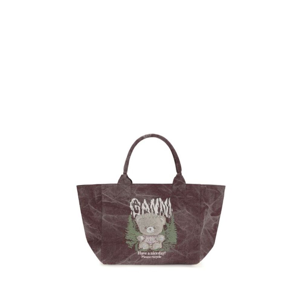 Ganni Women Medium Trapeze Teddy Print Shopping Bag